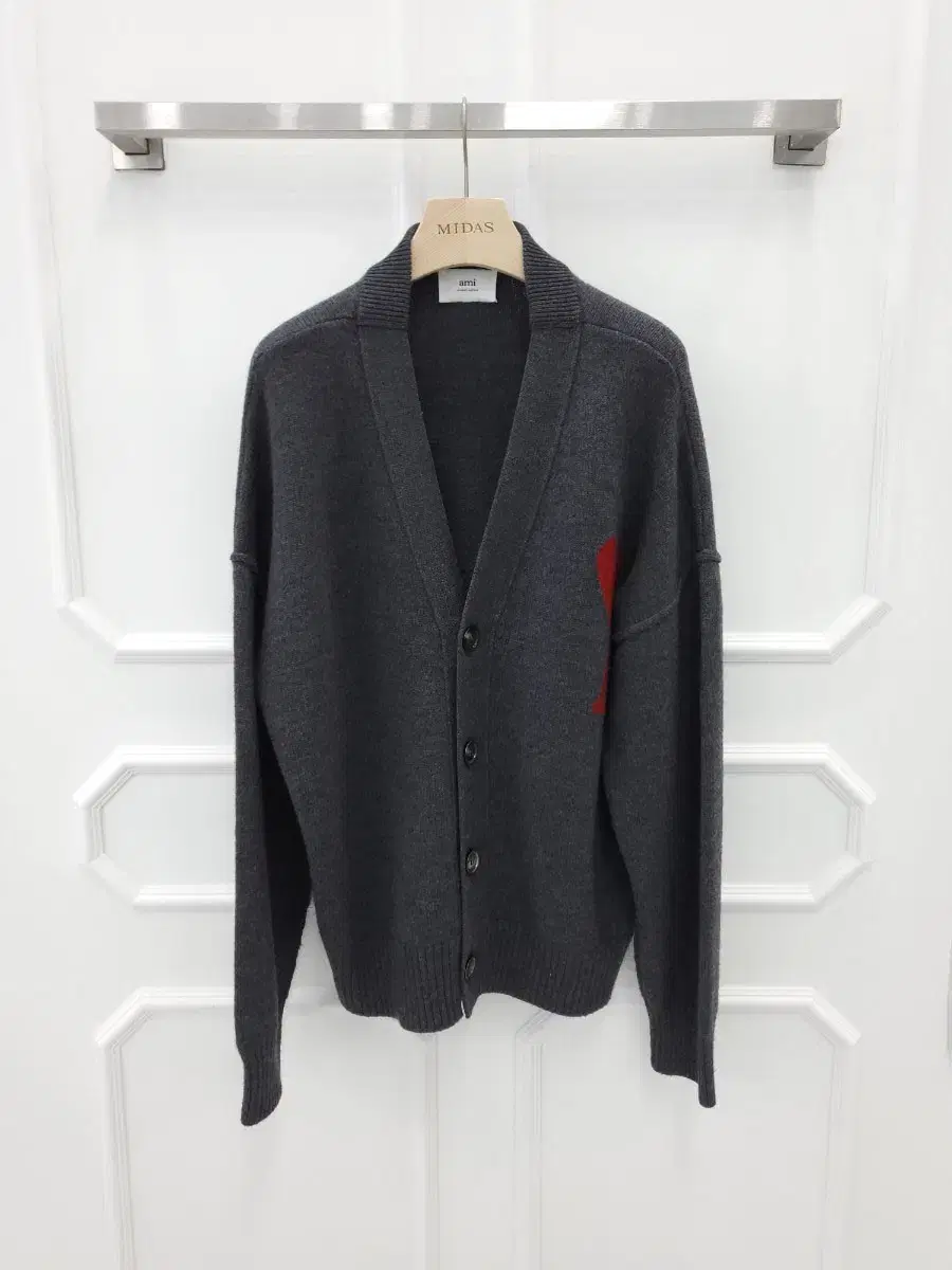 Army Big Heart Logo Wool Cardigan Gray