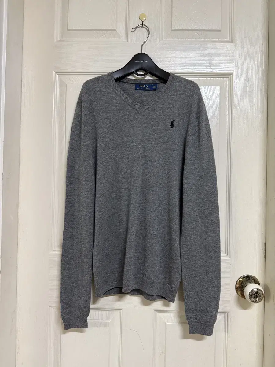 POLO] V-neck wool knit gray M