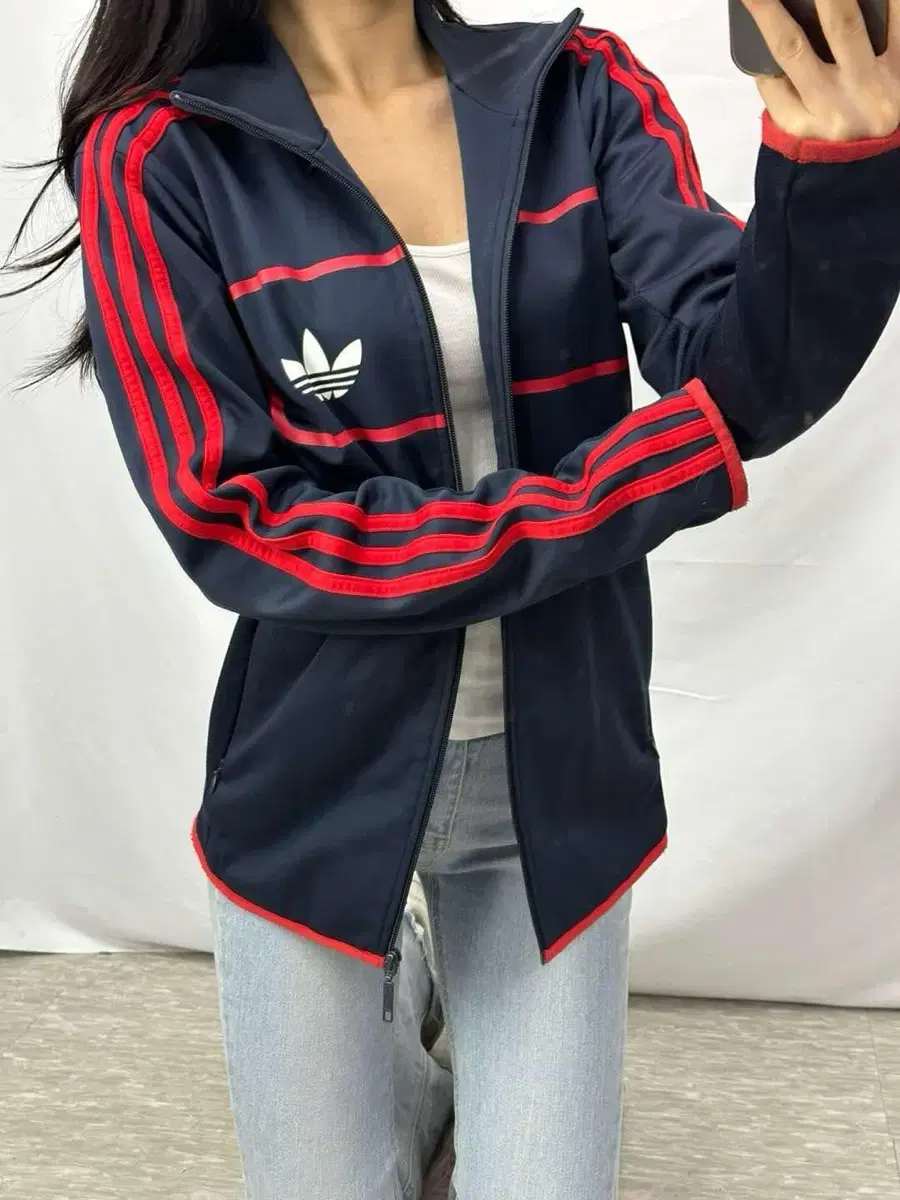 Adidas Firebird Logo Navy Blue Tracktop Jersey(95)