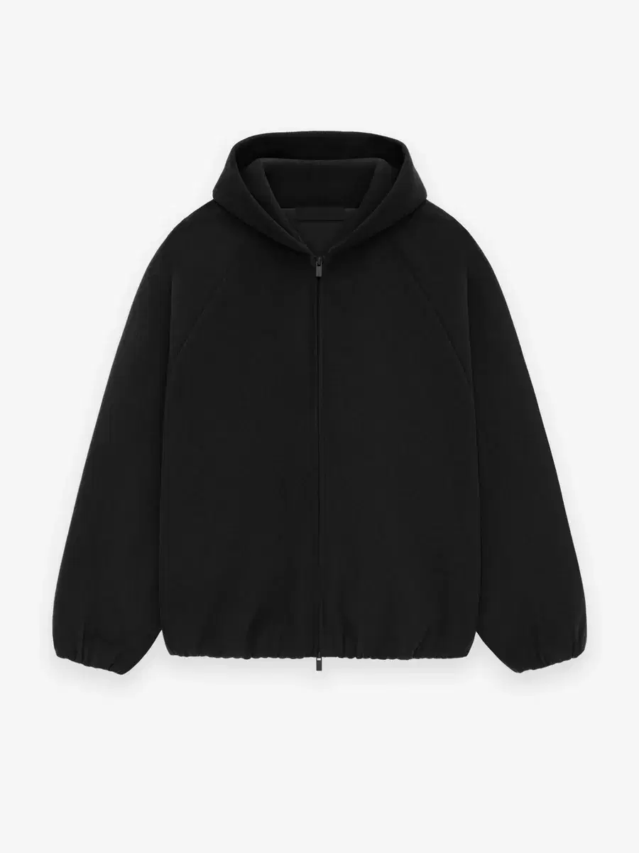 Pierre Ofgod Essential Brushed Yarn Hooded Bomber Jacket Black