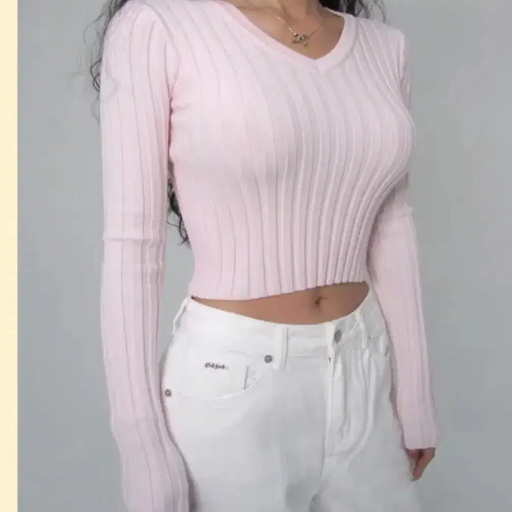 페일제이드 ribbed v-neck knit