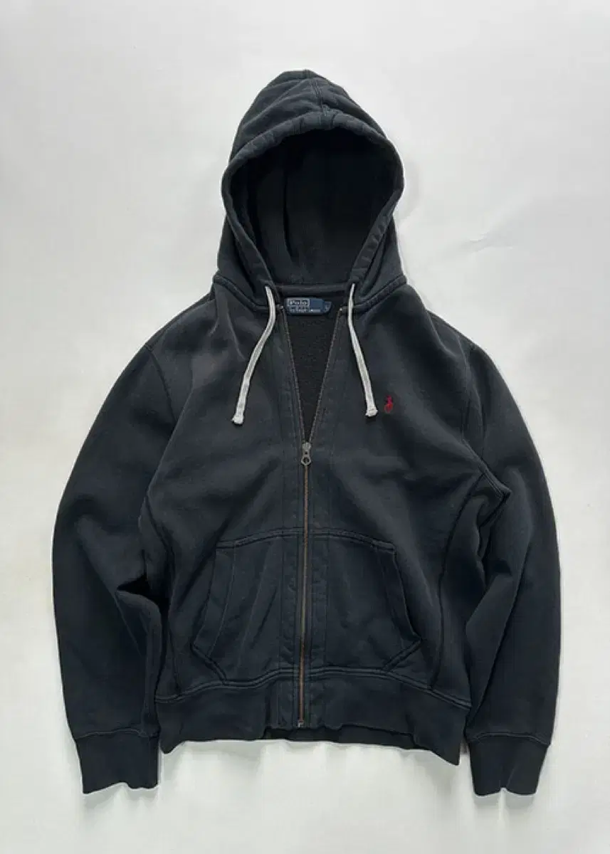 [L] Polo Ralph Lauren Black hooded zip-up T-shirt