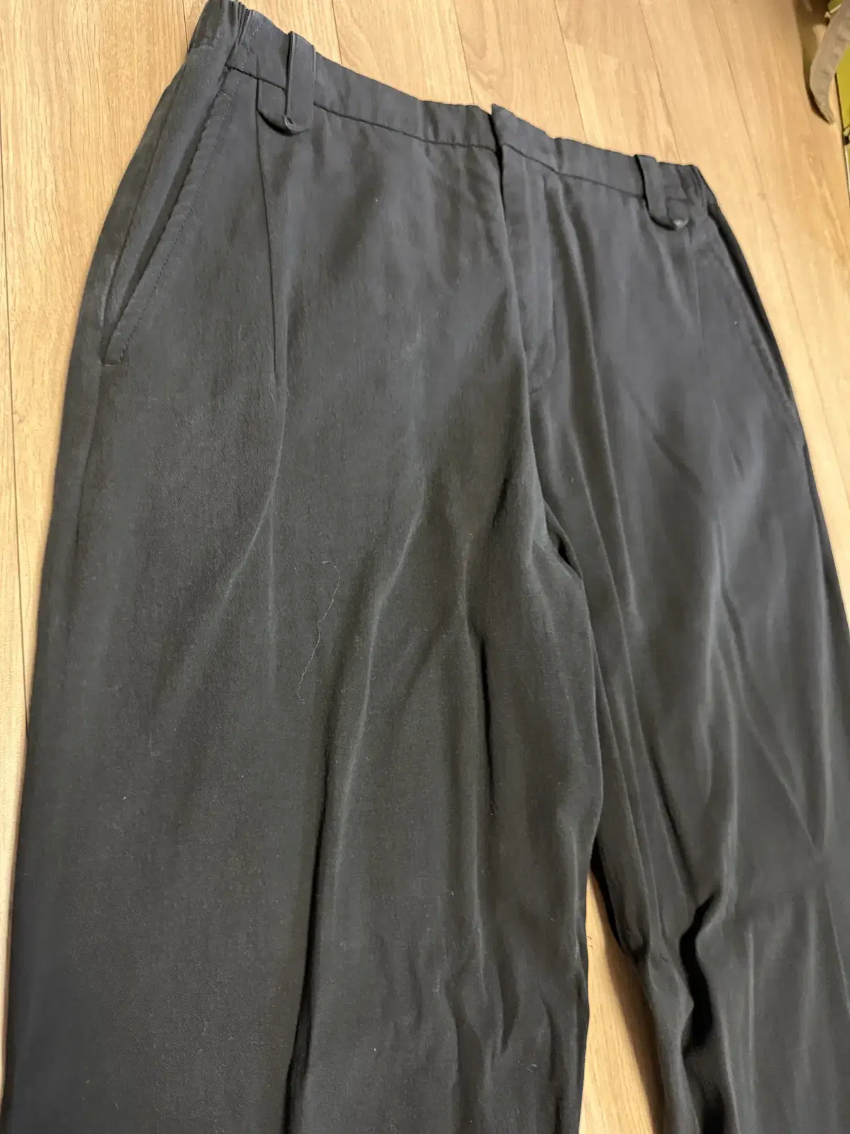 [46] WOOYOUNG MI 21SS Black Straight Cotton Trousers [Multiply worn]