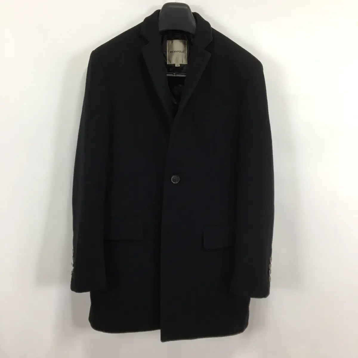 Beanpole black single-breasted woolen coat quilted lining men 95