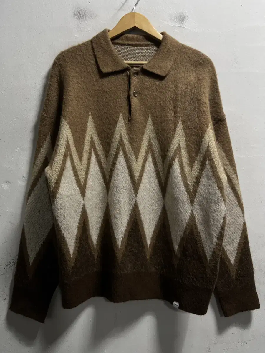 100-105 COVERNAT Argyle Mohair Loose Fit Knit Genuine