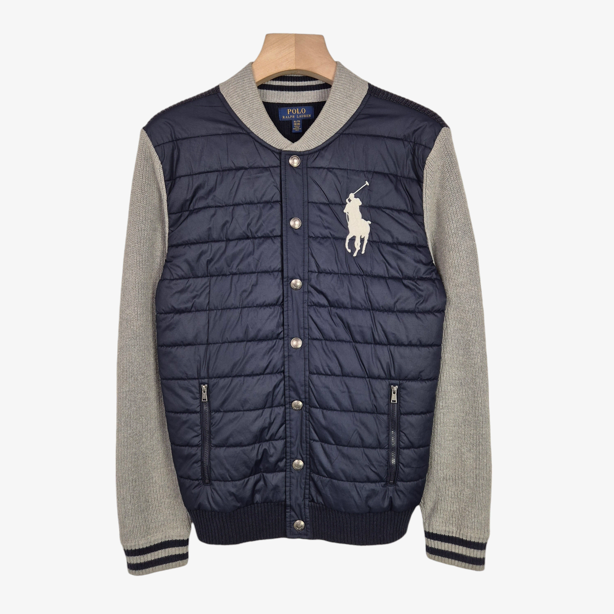 [95] Polo Ralph Lauren navy-gray variegated quilted jacket