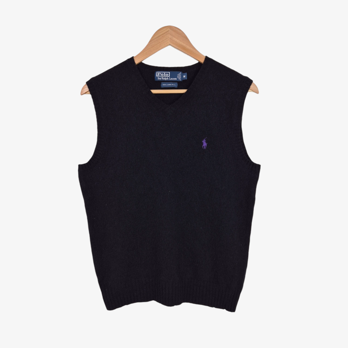 [95-100] Polo Ralph Lauren black lambswool vest vest