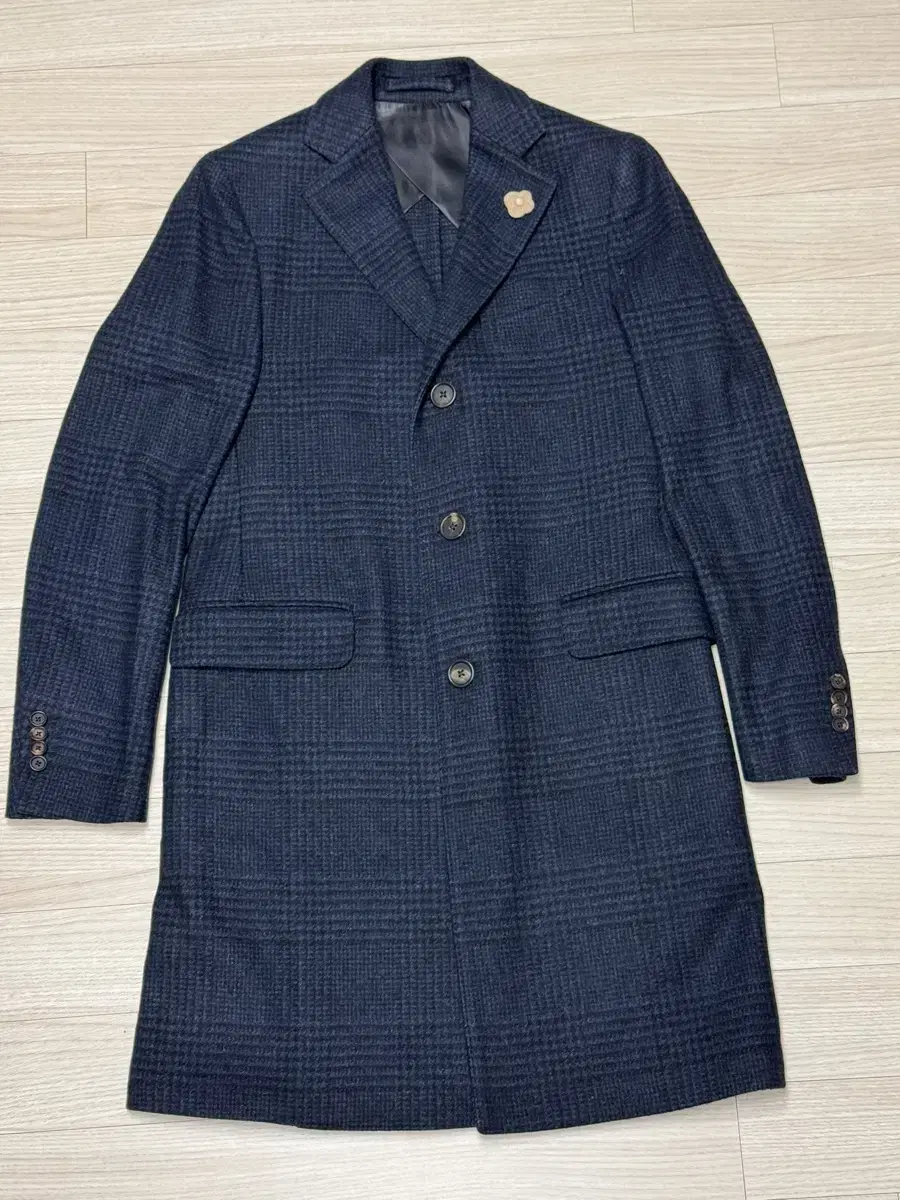 Lardini Navy Check Single Coat