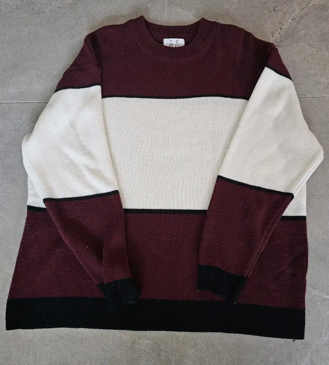 Men's Burgundy White Block Knit