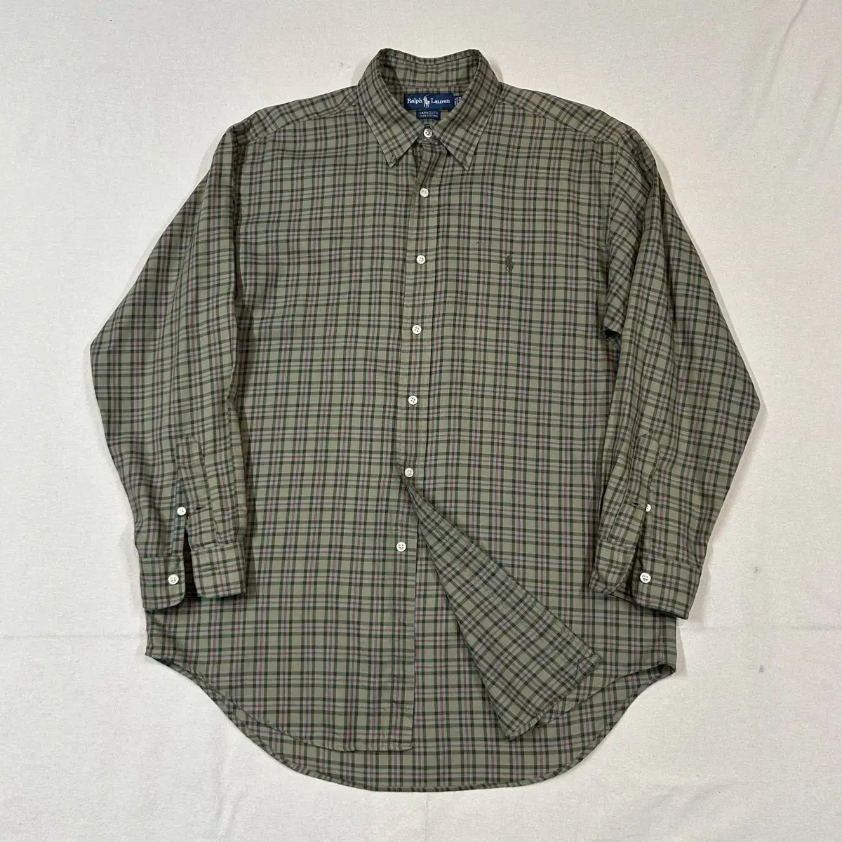 L) Polo Ralph Lauren Classic Check Shirt Olive Green