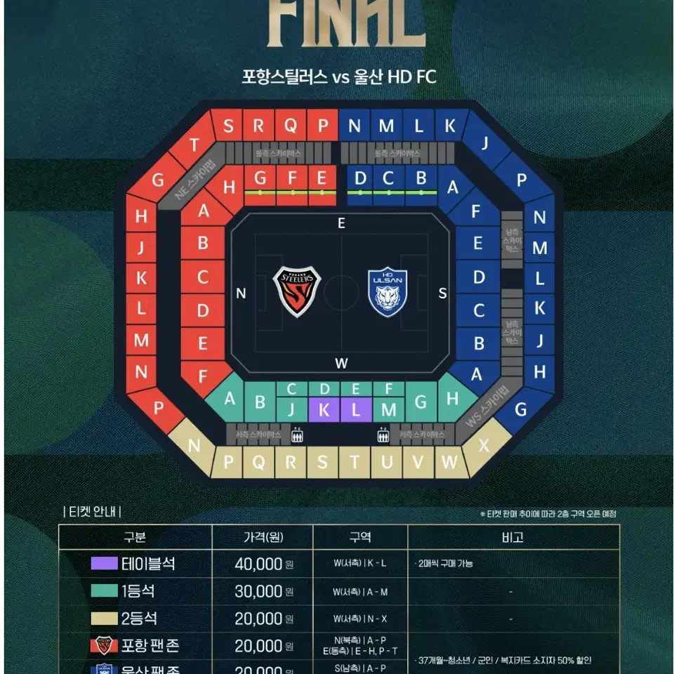 2024 코리아컵 결승 B열 1층 판매합니다