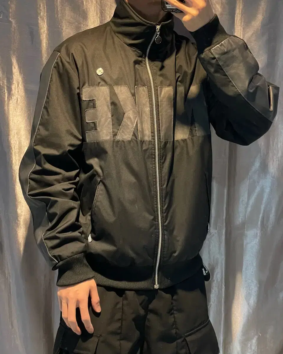 XXL Nike Leather Big Logo Sideline Nylon Jacket