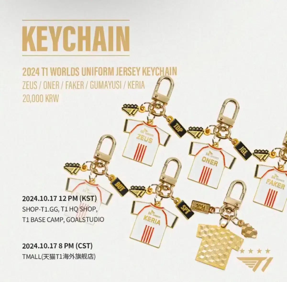 T1 Zeus Owner Payer 24Walls Keyring sealed T1 Zeus Owner Payer Kuma Yoo Siah Keria