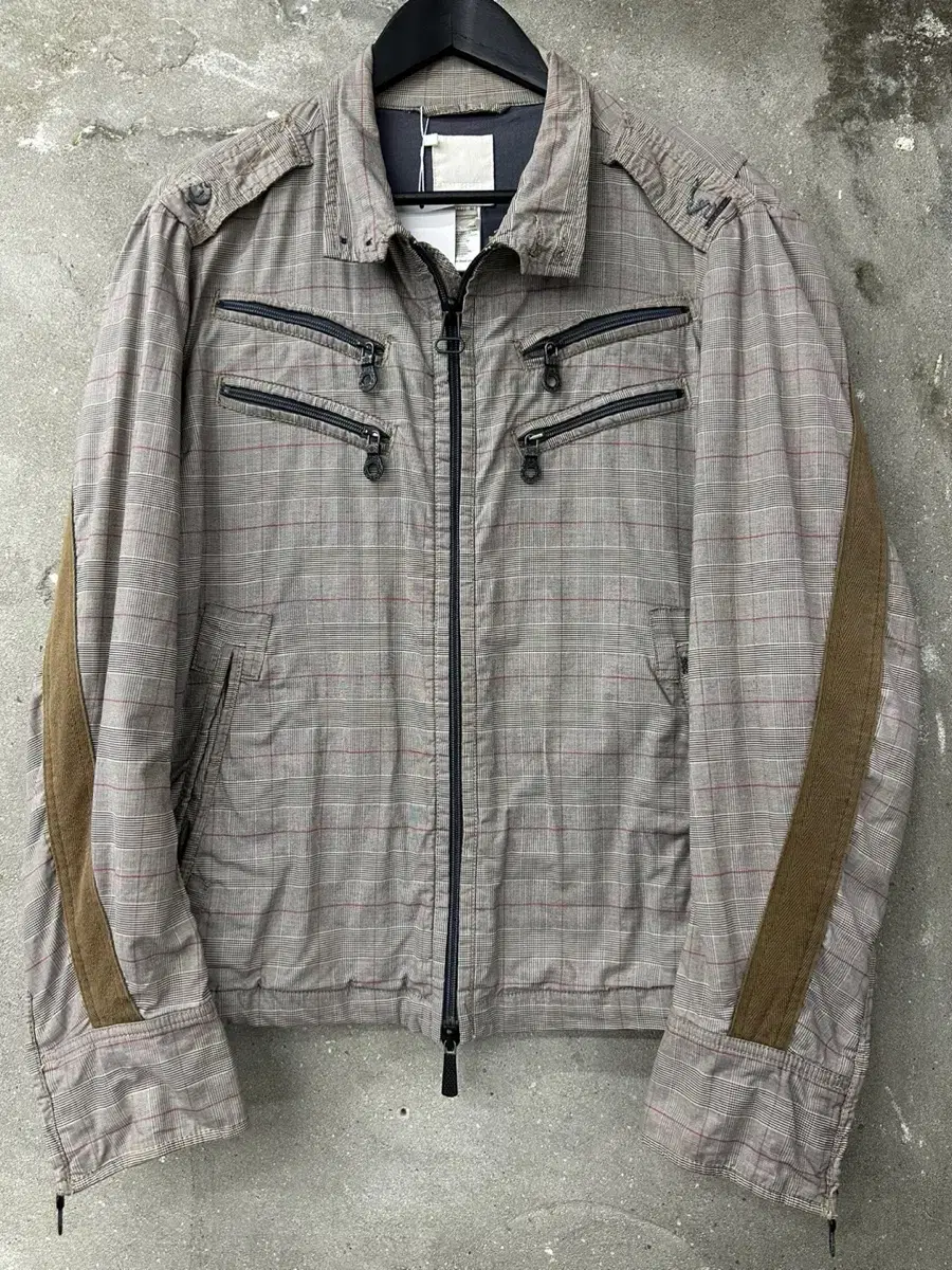 Diesel Diesel Grey Check Multi-Zip Single Rider Jacket