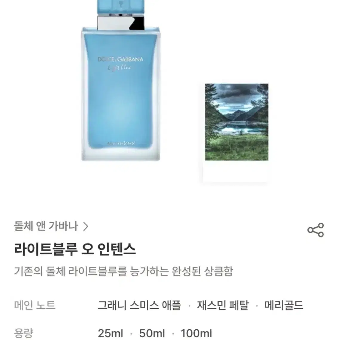 돌체앤가바나 라이트블루 오인텐스 EDP 향수 1.5ml 국문택