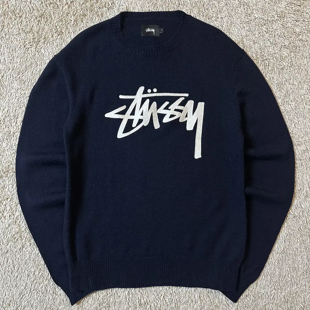 [S] 희귀) 스투시 STUSSY 스탁로고 울 니트 네이비