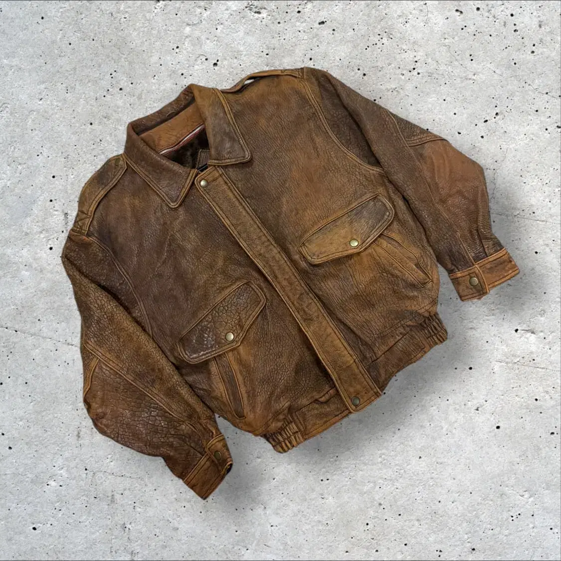 Vintage Men's Sheepskin Bomber Jacket