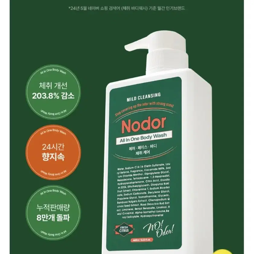 새상품) 노도르 체취케어 올인원 바디워시 460ml