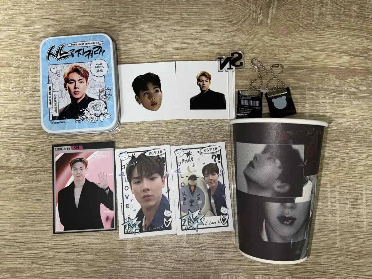 monsta x shownu sankka pre-order benefit unofficial goods wts keyring tc tincase