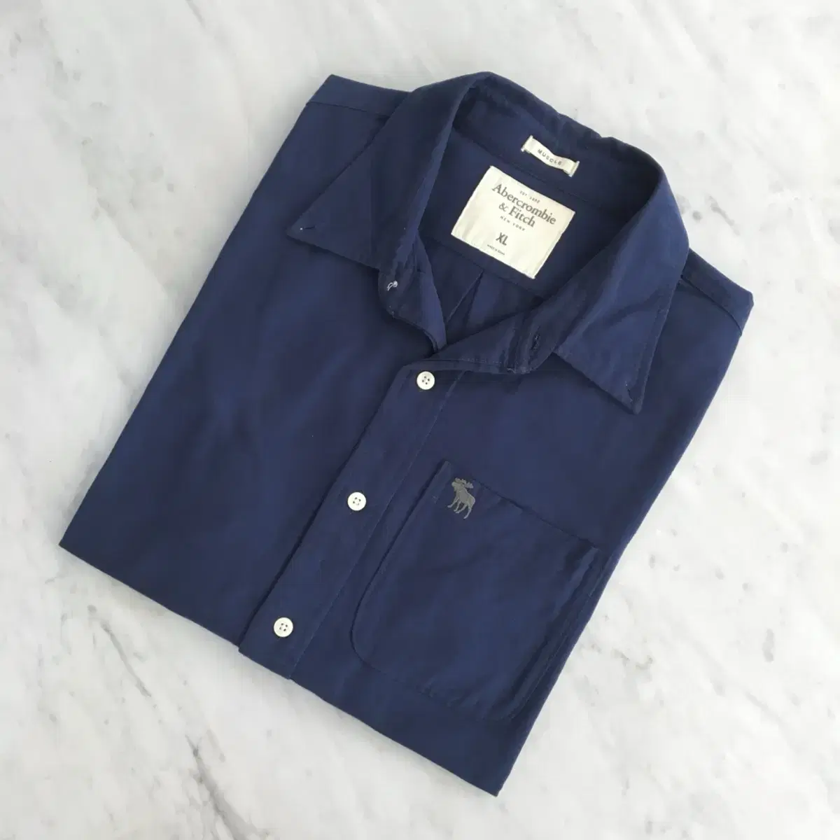 Abercrombie Deep Navy Long Sleeve Oxford Shirt Men's 102 105 Women's Free