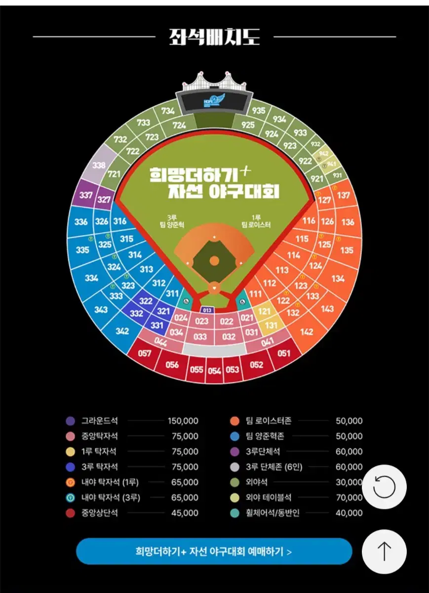 양준혁 로이스터 자선야구 사직야구장 내야탁자석1루 4연석(최강야구 이대호