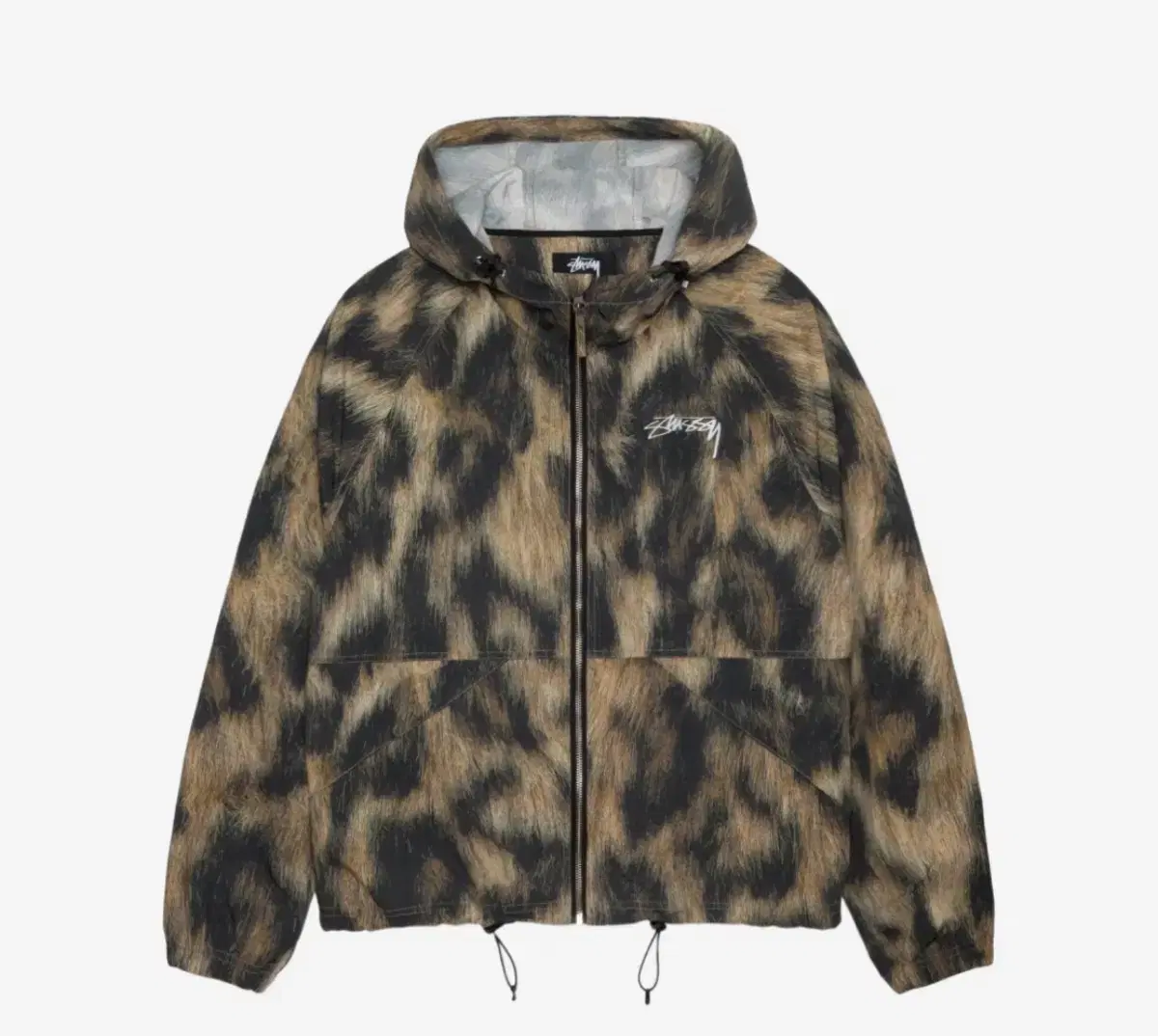 Stussy Fur Print Beach Shell Jacket Brown Hopi