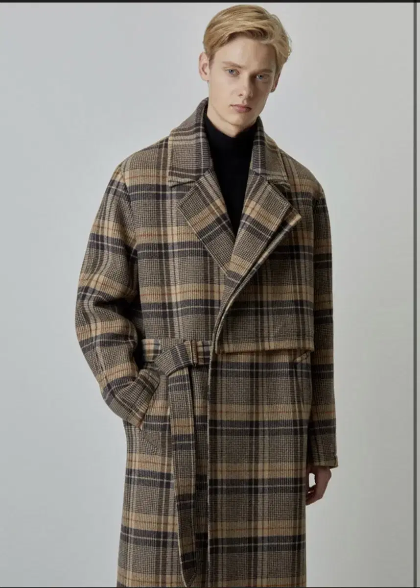 Size 48) Allegri 20F/W Big Check Double Wing Robe Coat