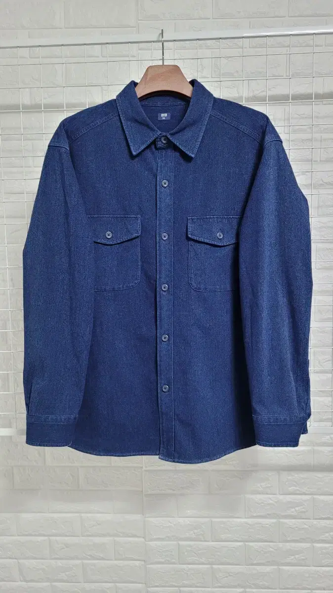 [XXL]UNIQLOUnique deep indigo bloo two-pocket western shirt Spanx XXL