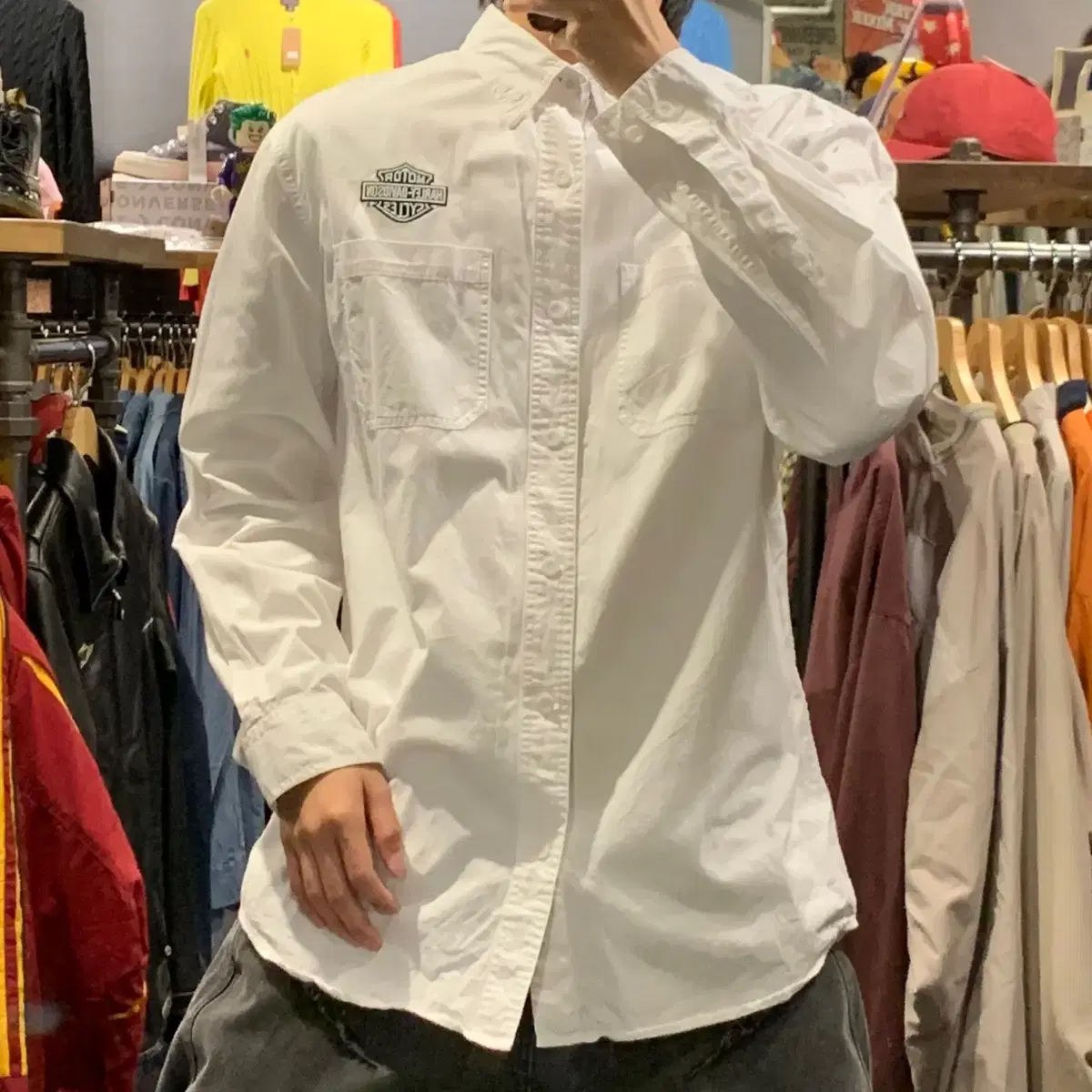 [IM] Harley-Davidson White Pocket Long Sleeve Shirt