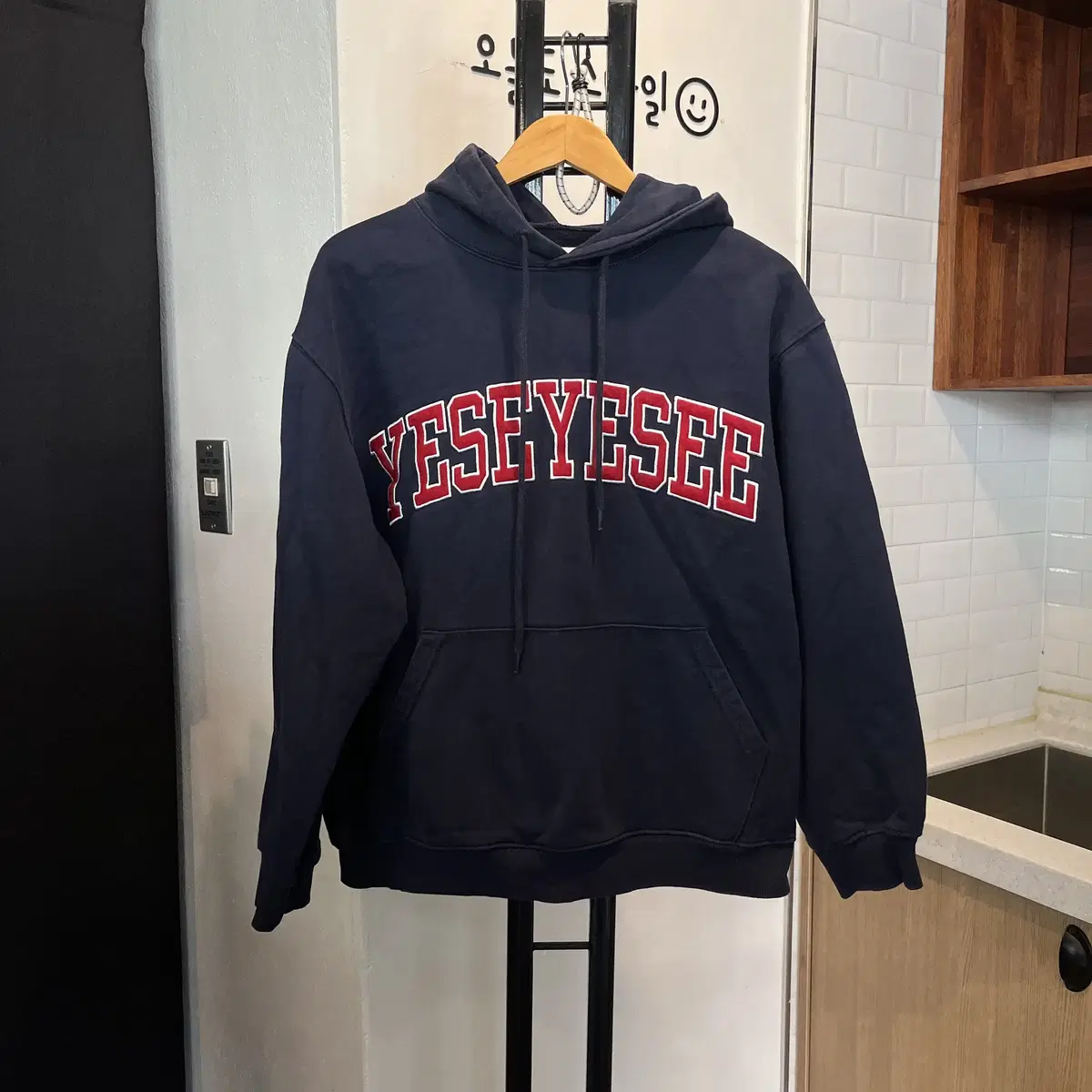 (M)YETSUISHI Navy hoodie overfit hoodie basic hoodie 2765