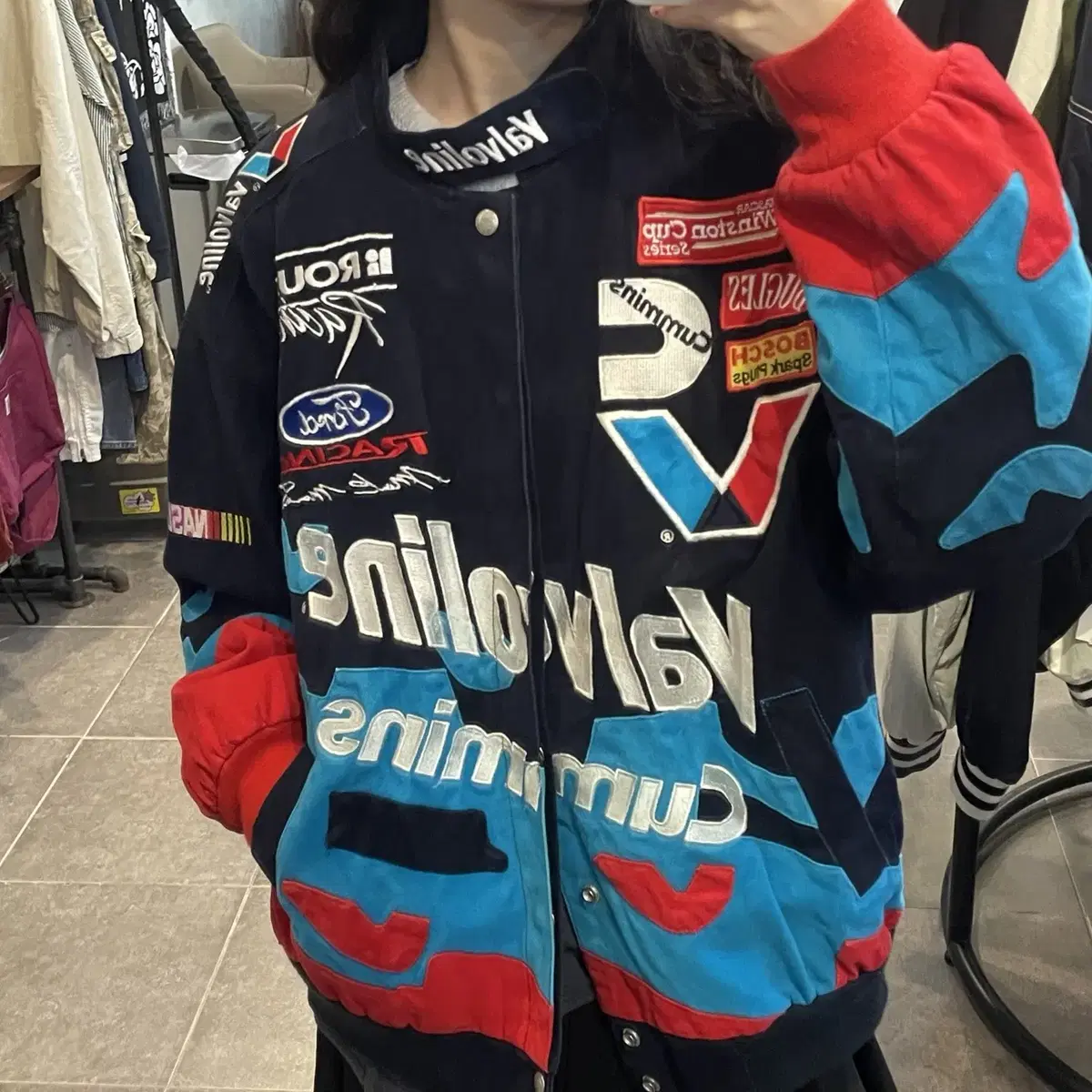 (NO.9) Jeff Hamilton VTG Vintage Navy Racing Jacket