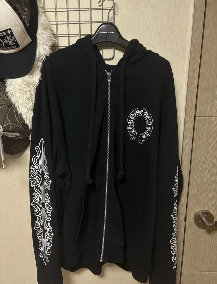 Chromehearts Horseshoe Floral Fleece Zip-Up Hoodie XL