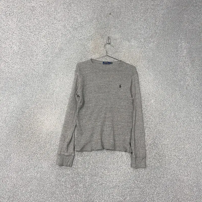 Polo New Logo Grey Waffle Cotton Long Sleeve Tee L