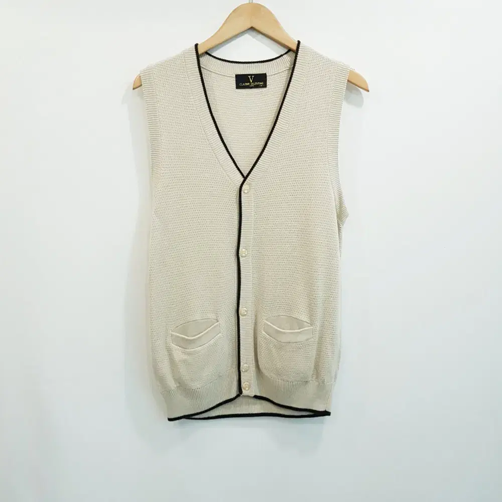 Vintage V-neck vest Linen knit vest MenM H49