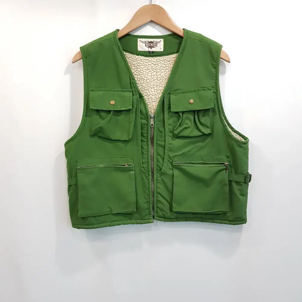 Vintage V-neck vest fleece zip-up vest menL H50