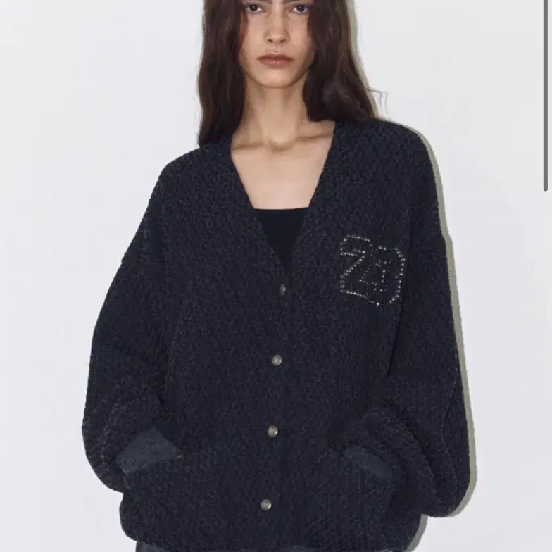 폴리수엠 number chunck oversized cardigan