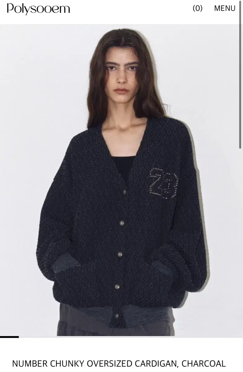 폴리수엠 number chunck oversized cardigan