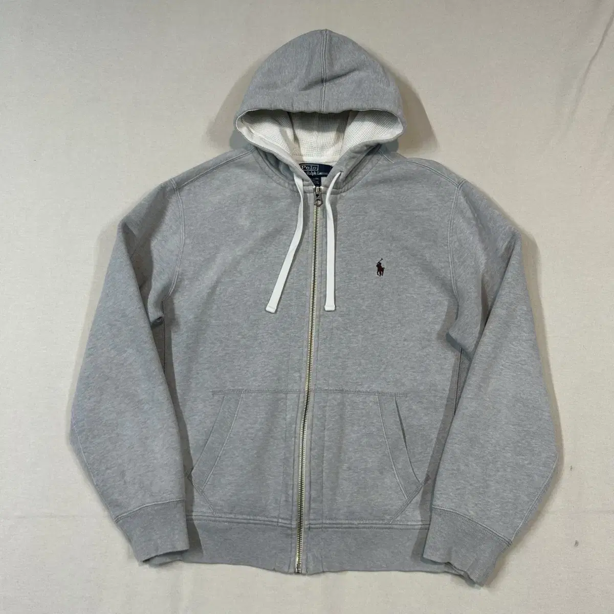 L) Polo Ralph Lauren Dusan Hooded Zip-up Gray Red Pony