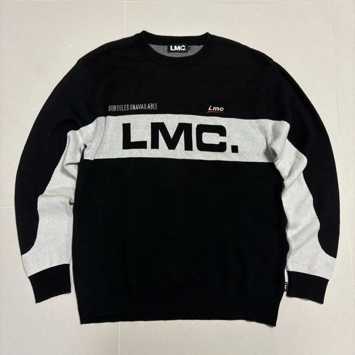 Genuine LMC LMC Racing Jacquard Big Logo Knit Wool Blend Sweater