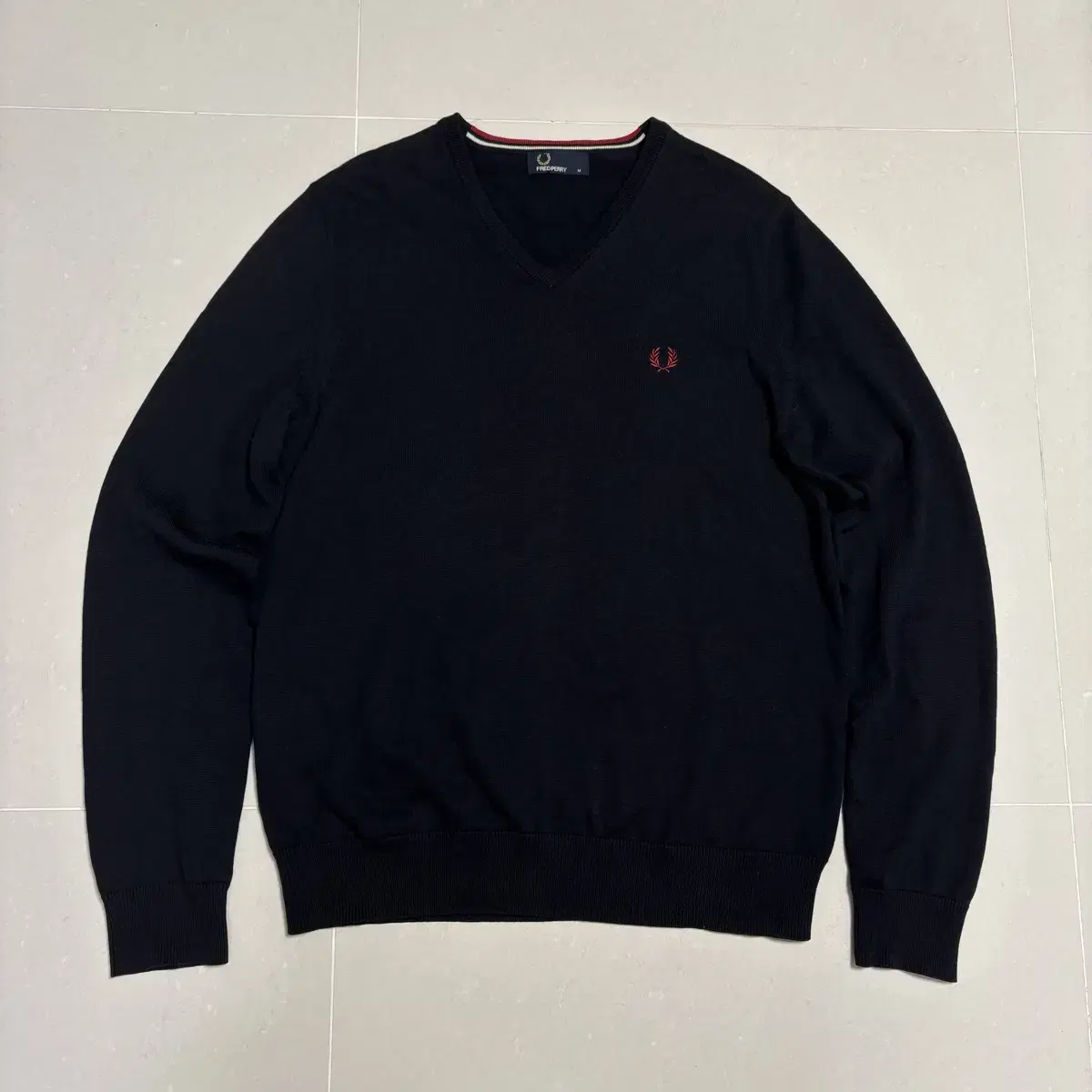 Genuine Fred Perry Dark Navy Wool-blend V-Neck Knit