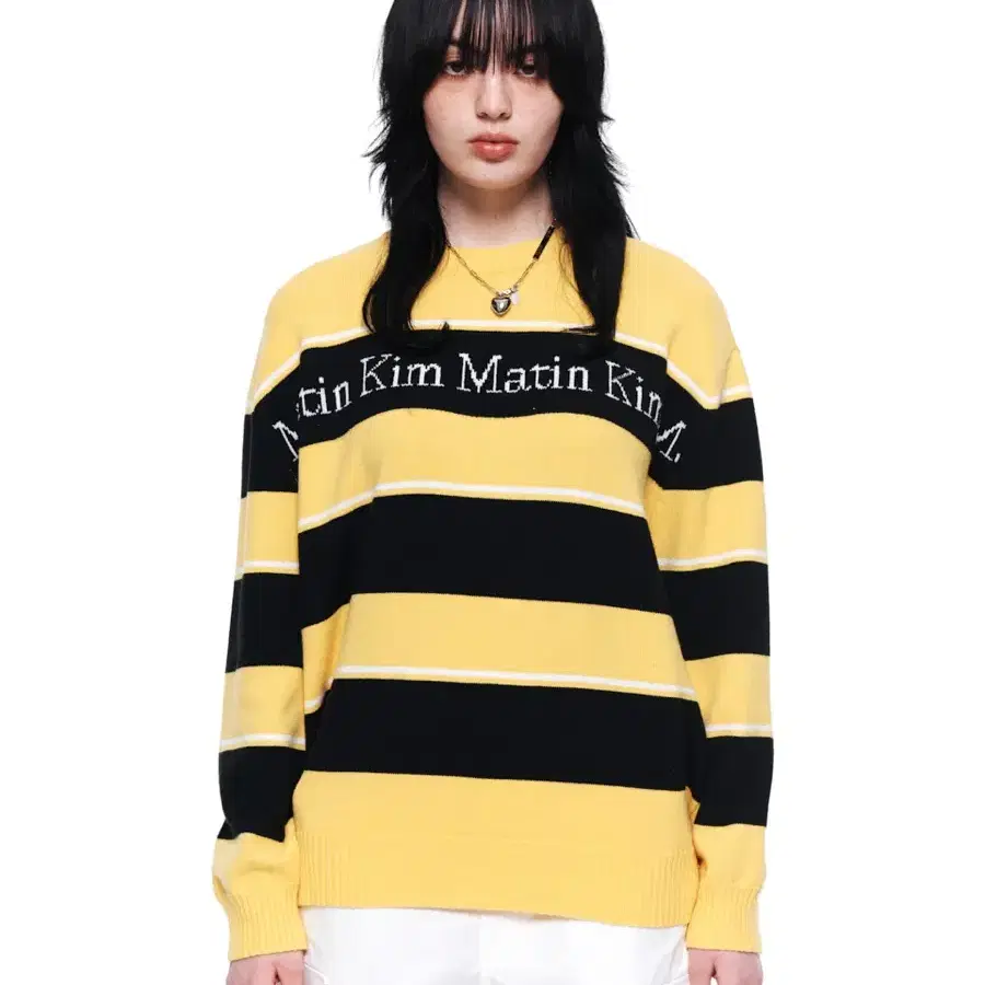 마뗑킴 MATIN STRIPE KNIT PULLOVER IN YELLOW