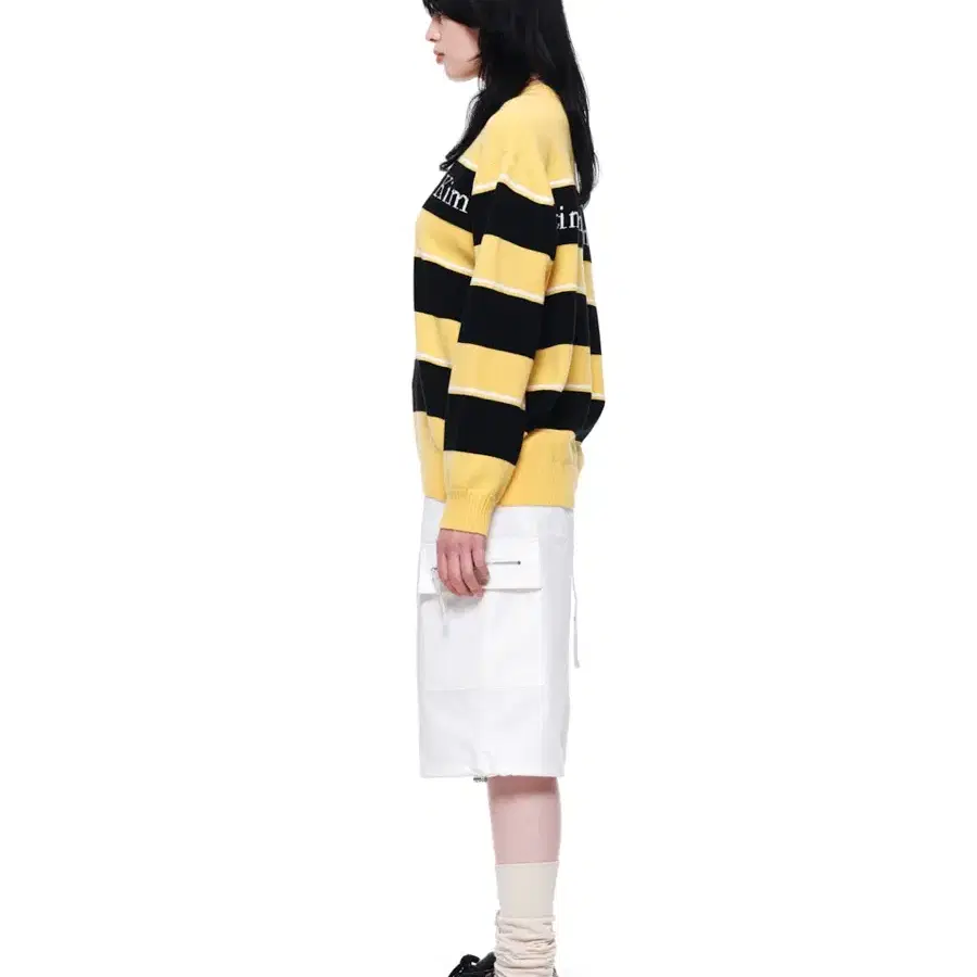 마뗑킴 MATIN STRIPE KNIT PULLOVER IN YELLOW