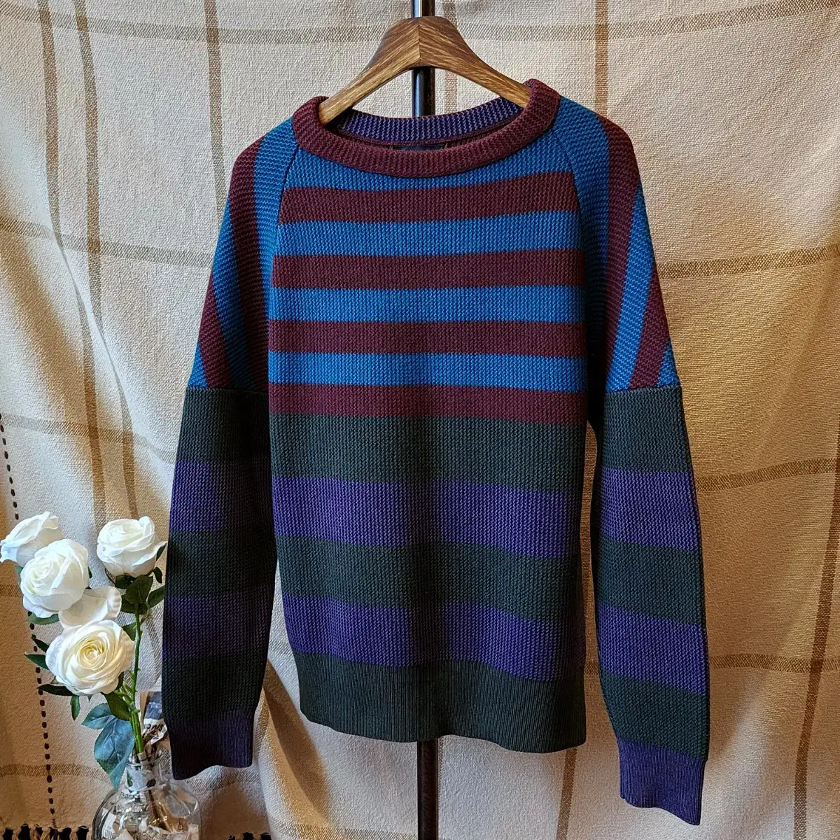 Burberry Prosum Country Colorblock Stripe Pattern Pullover Sweater L