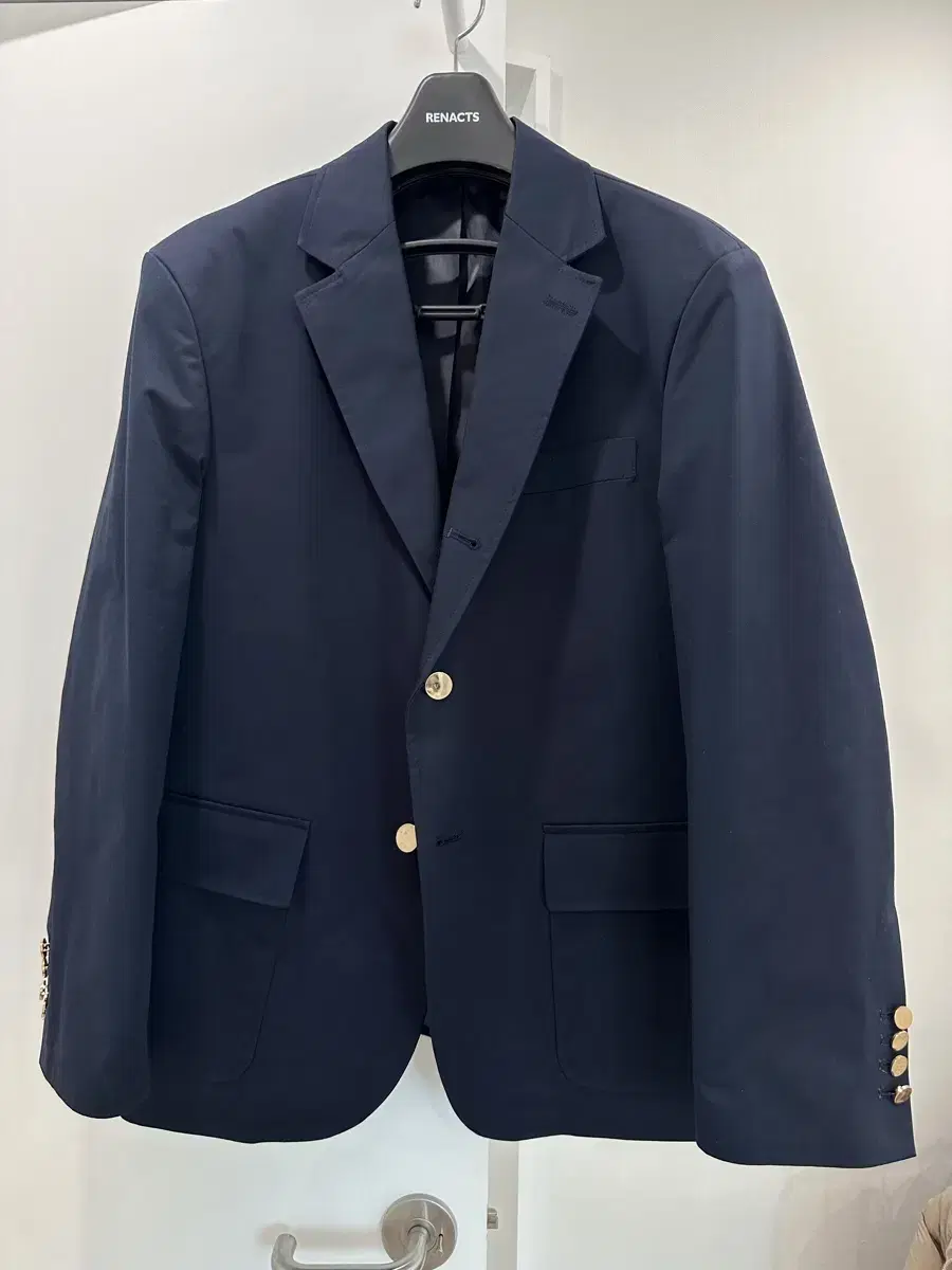 Re-Necked Sufi Mako Cotton Keum Blazer Jacket in Navy 3 sizes(105)