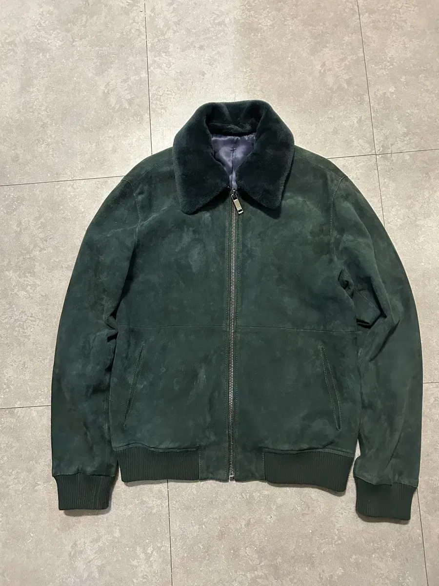 ZARA [Zara] Suede Dark Green Vintage Harrington Jacket 95