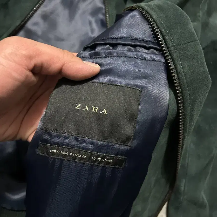 ZARA  [자라] 스웨이드 다크그린컬러  빈티지  해링턴  자켓  95