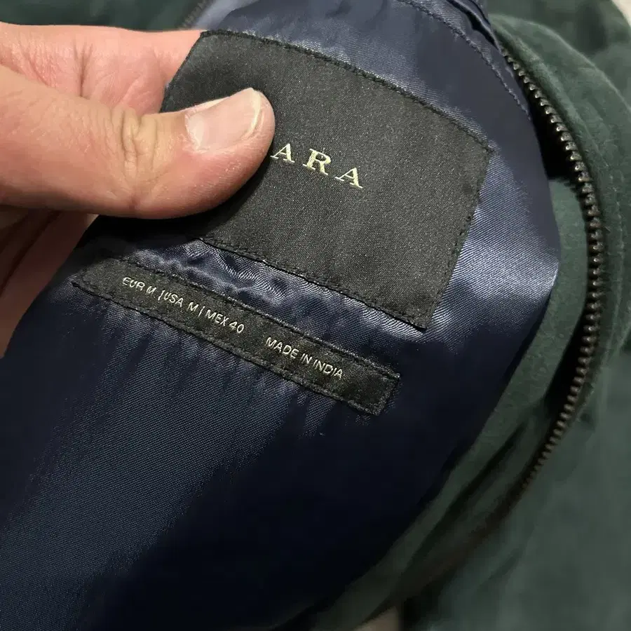 ZARA  [자라] 스웨이드 다크그린컬러  빈티지  해링턴  자켓  95