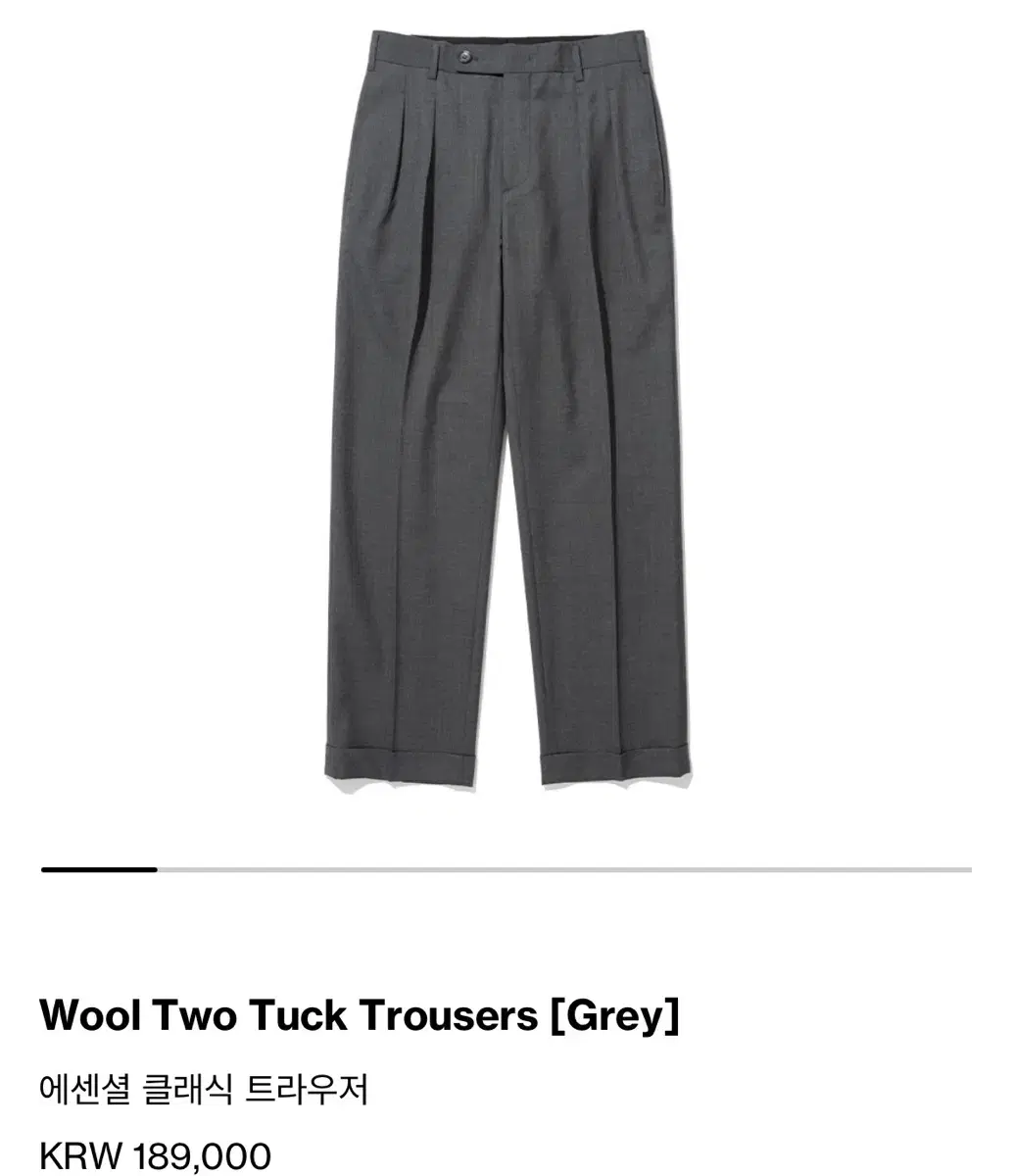 Linen Wool Two-Tuck Slacks in Gray 4 sizes (33-34)