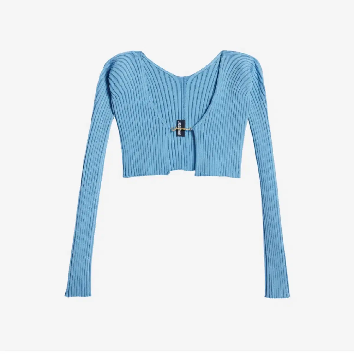 Jacquemus Praloux cardigan bloo Karina in baby blue.