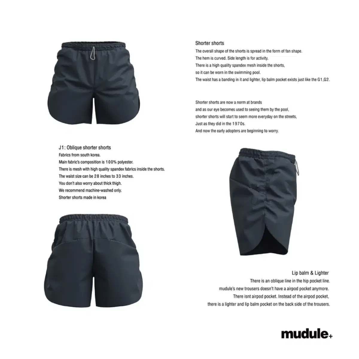 Mudule Mudule J1 Oblique Shorts Gray